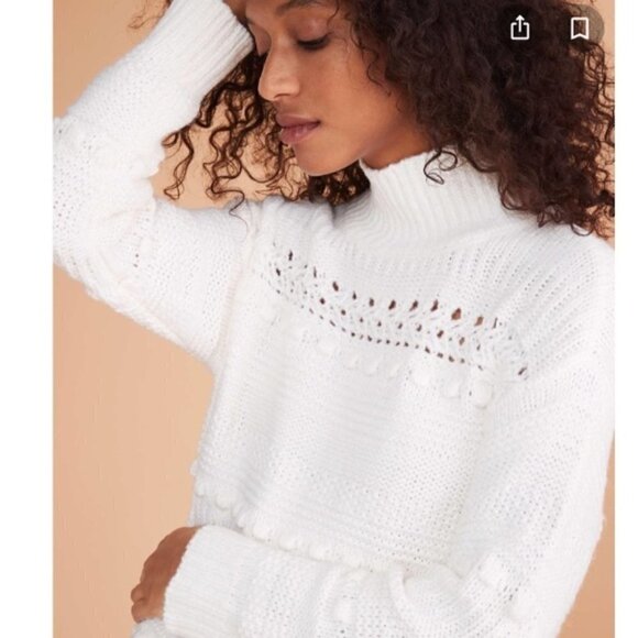Lou & Grey Pom Pom Turtleneck Sweater Cream - Picture 2 of 15
